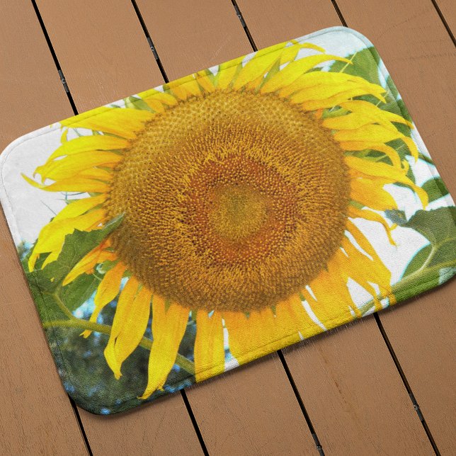 Large Yellow Sunflower Floral Bath Mat (In Situ)