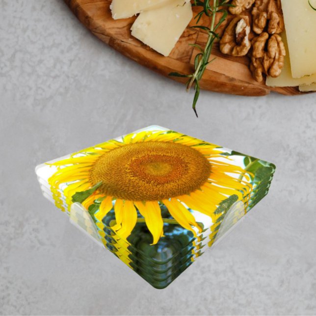 Large Yellow Sunflower Floral Coaster Set (In Situ Set)