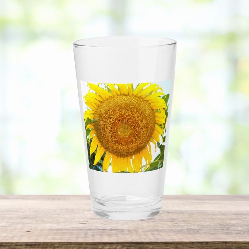 Large Yellow Sunflower Floral Glass