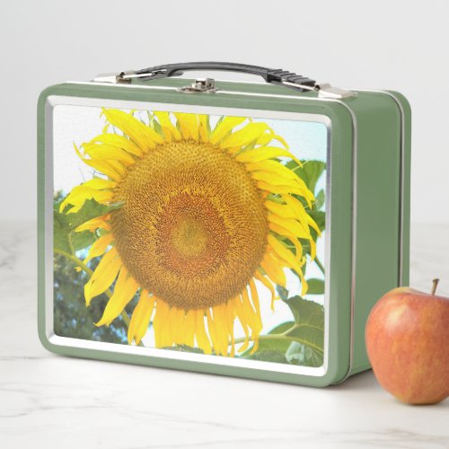 Large Yellow Sunflower Floral Metal Lunch Box