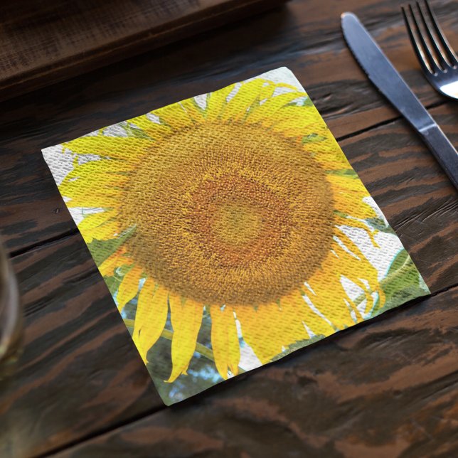 Large Yellow Sunflower Floral Napkins (In Situ Table)