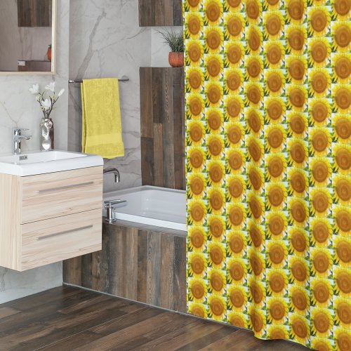 Large Yellow Sunflower Floral Pattern Shower Curtain