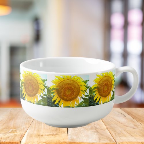 Large Yellow Sunflower Floral Pattern Soup Mug