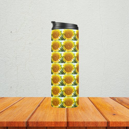 Large Yellow Sunflower Floral Pattern Thermal Tumbler