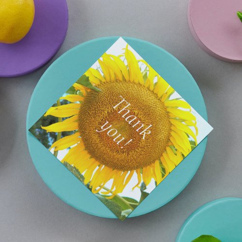 Large Yellow Sunflower Floral Thank You Note Card