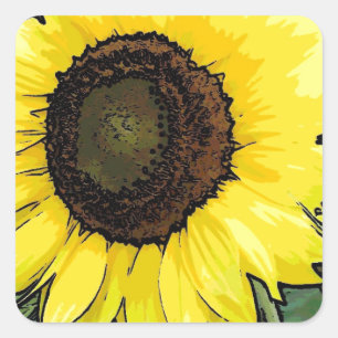 Large Yellow Sunflower Square Sticker