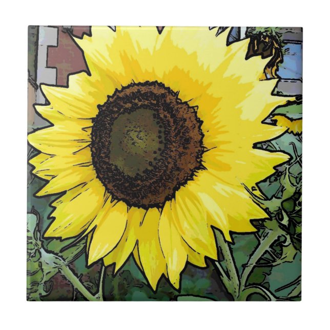 Large Yellow Sunflower Tile (Front)
