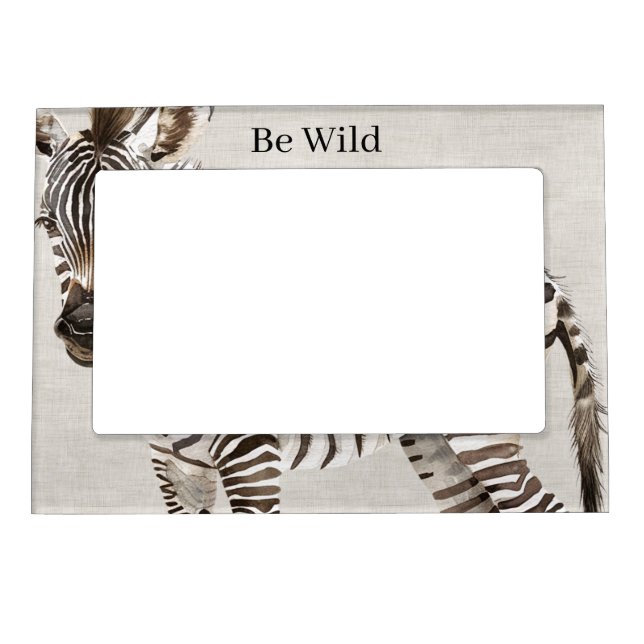 Large Zebra Safari Animal Faux Linen Magnetic Frame (Front)