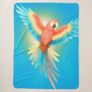 Largee flying Scarlet Macaw in the sky Sherpa Blanket