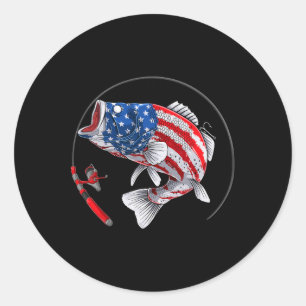 Largemouth B Fish Usa American Flag Fishing Classic Round Sticker