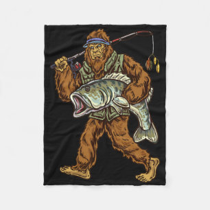 Largemouth B Fishing Bigfoot Fisherman 1  Fleece Blanket