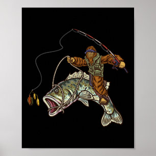 Largemouth B Fishing Bigfoot Fisherman Poster
