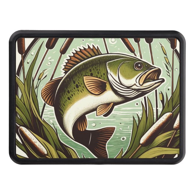Largemouth Bass angler Fisherman Father's day      Hitch Cover (Front)
