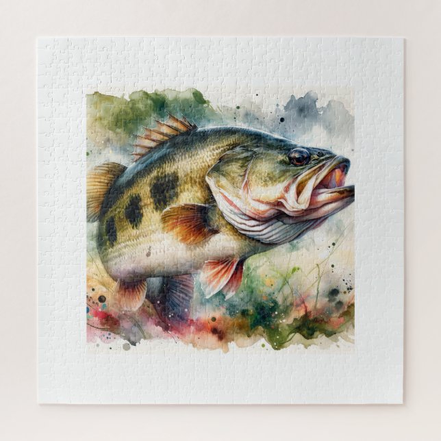 Largemouth Bass AREF1601 - Watercolor Jigsaw Puzzle (Vertical)