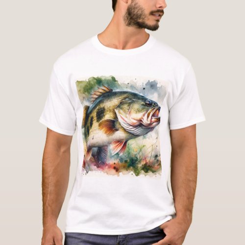 Largemouth Bass AREF1601 _ Watercolor T_Shirt