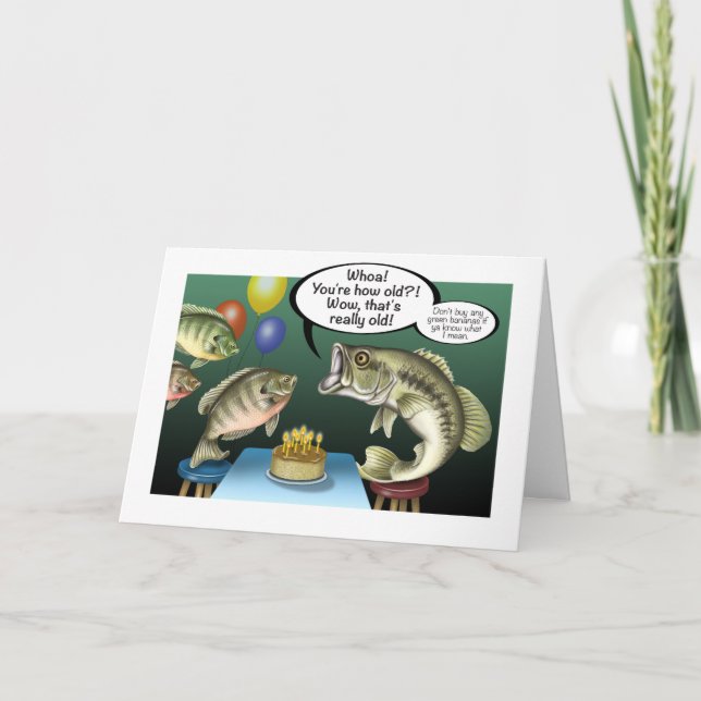 Largemouth Bass at a Birthday Party Greeting Card (Front)