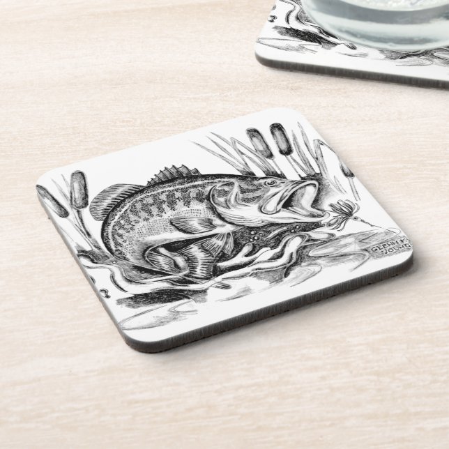 Largemouth bass beverage coaster (Left Side)