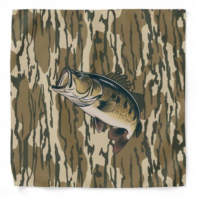 Largemouth Bass Bottom Lands Camo Bass Fishing Men Bandana (Front)