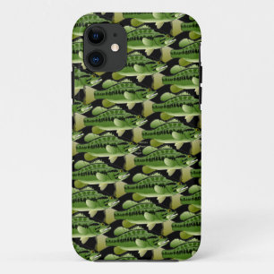 Largemouth Bass Camo Pattern on black iPhone 11 Case