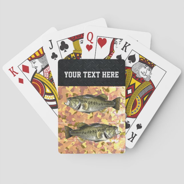 Largemouth Bass Cool Camo Fishing Custom  Poker Cards (Back)