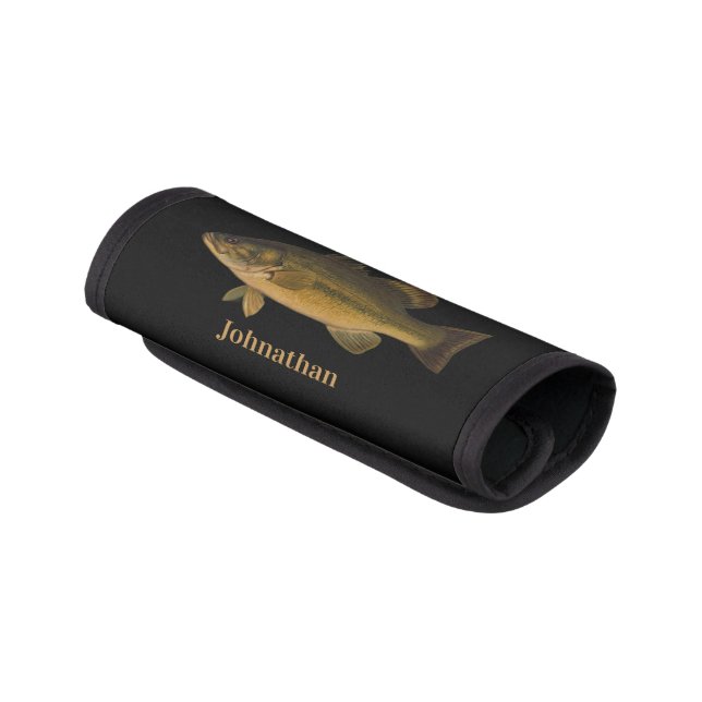 Largemouth Bass Fish and Add Your Name Luggage Handle Wrap (Angled)