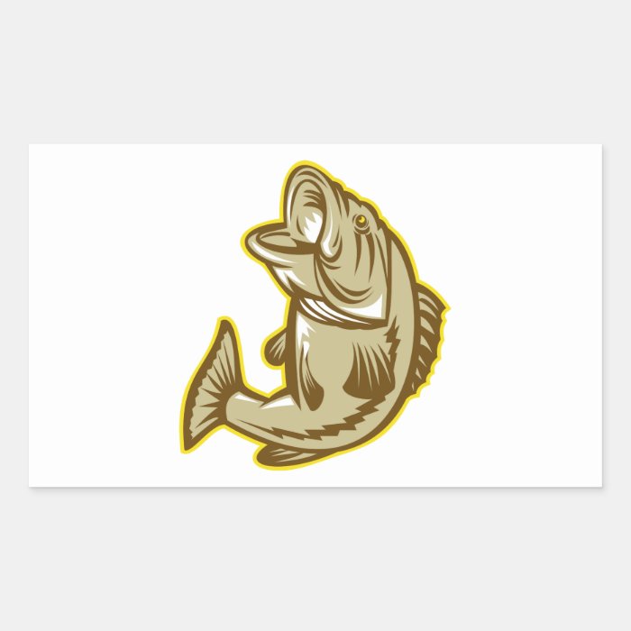 Largemouth Bass Fish Jumping Retro Sticker
