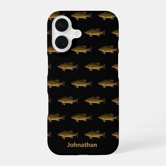 Largemouth Bass Fish Pattern and Name Iphone Case (Back)
