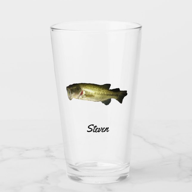 Largemouth Bass Fish Personalized Beer Glass (Front)