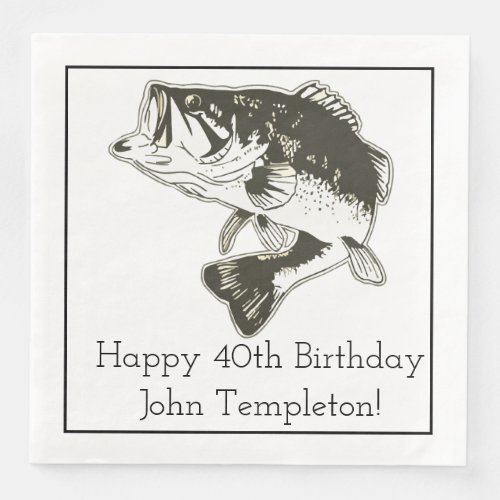 Largemouth Bass Fishing Birthday Napkins