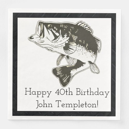 Largemouth Bass Fishing Birthday Napkins