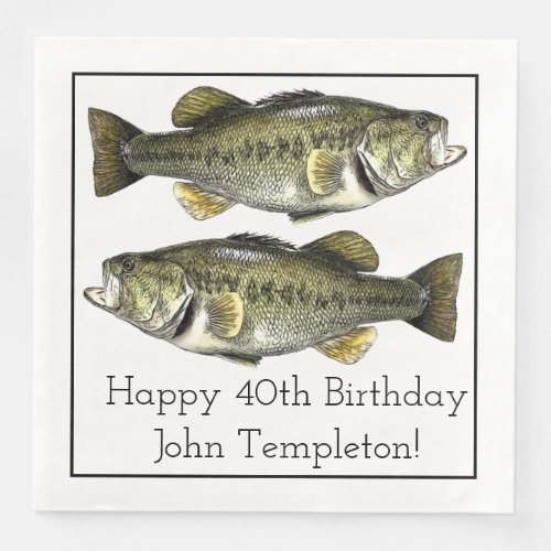 Largemouth Bass Fishing Birthday Party Napkins