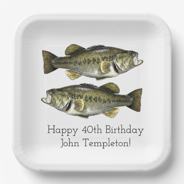 Largemouth Bass Fishing Birthday Party Napkins Paper Plates (Front)