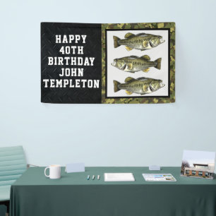 Largemouth Bass Fishing Cool Men's Birthday Camo B Banner