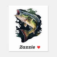 Premium Photo  A sticker of a large mouth bass fish jumping out