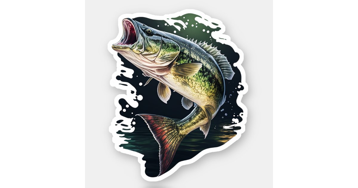 Largemouth Bass Fishing Sticker | Zazzle