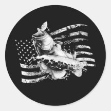 Largemouth Bass Fishing US Flag Vintage Flag