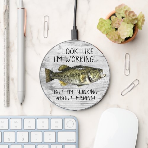 Largemouth Bass Fishing Work Funny Angler Cool Wireless Charger