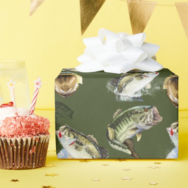Largemouth Bass Fishing Wrapping Paper (Birthday Party)