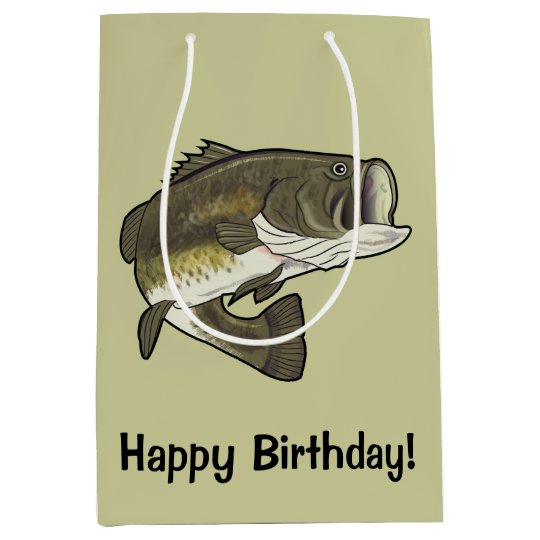 Largemouth Bass Happy Birthday Medium Gift Bag | Zazzle.com