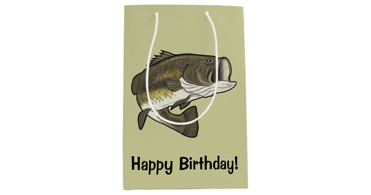 Largemouth Bass Happy Birthday Medium Gift Bag | Zazzle