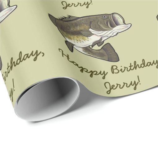Largemouth Bass Happy Birthday Name Customizable Wrapping Paper Zazzle