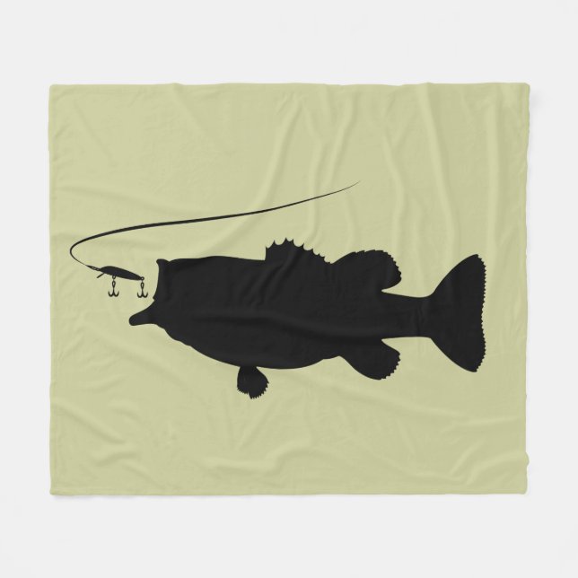 Largemouth Bass in Silhouette Fleece Blanket (Front (Horizontal))