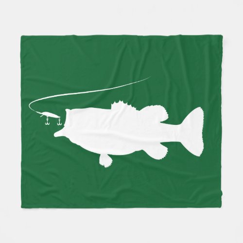 Largemouth Bass in Silhouette Fleece Blanket