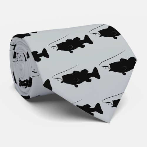 Largemouth Bass in Silhouette Neck Tie