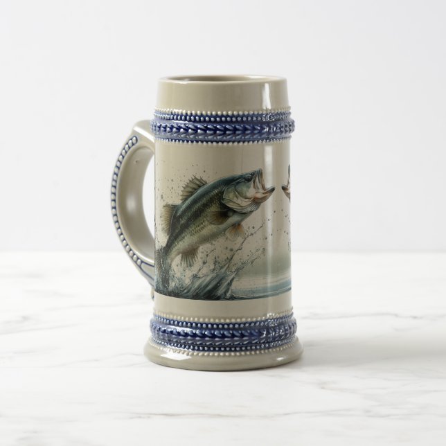 Largemouth Bass Jumping Beer Stein (Front Left)