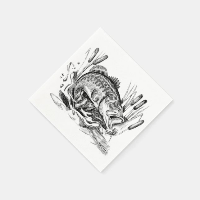 Largemouth Bass Paper Napkins (Corner)