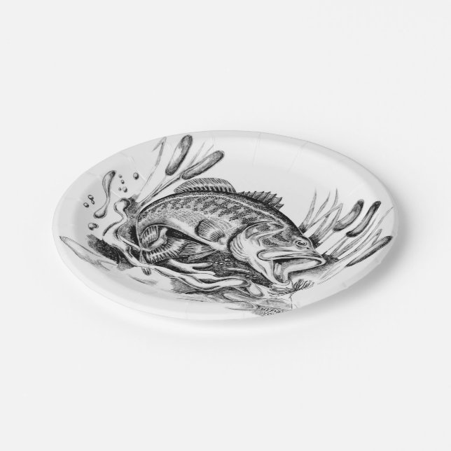 Largemouth Bass Paper Plates (Angled)