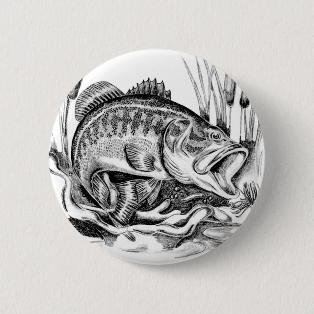 Largemouth Bass Pinback Button (Front)