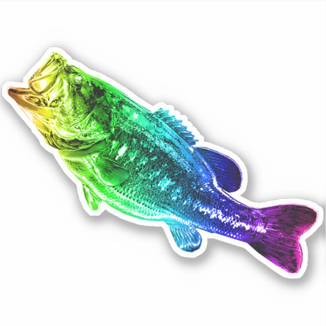 LARGEMOUTH BASS Rainbow Sticker (Front)