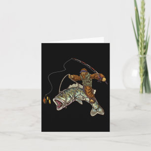 Largemouth Byss Fishing Bigfoot Fisherman  Card